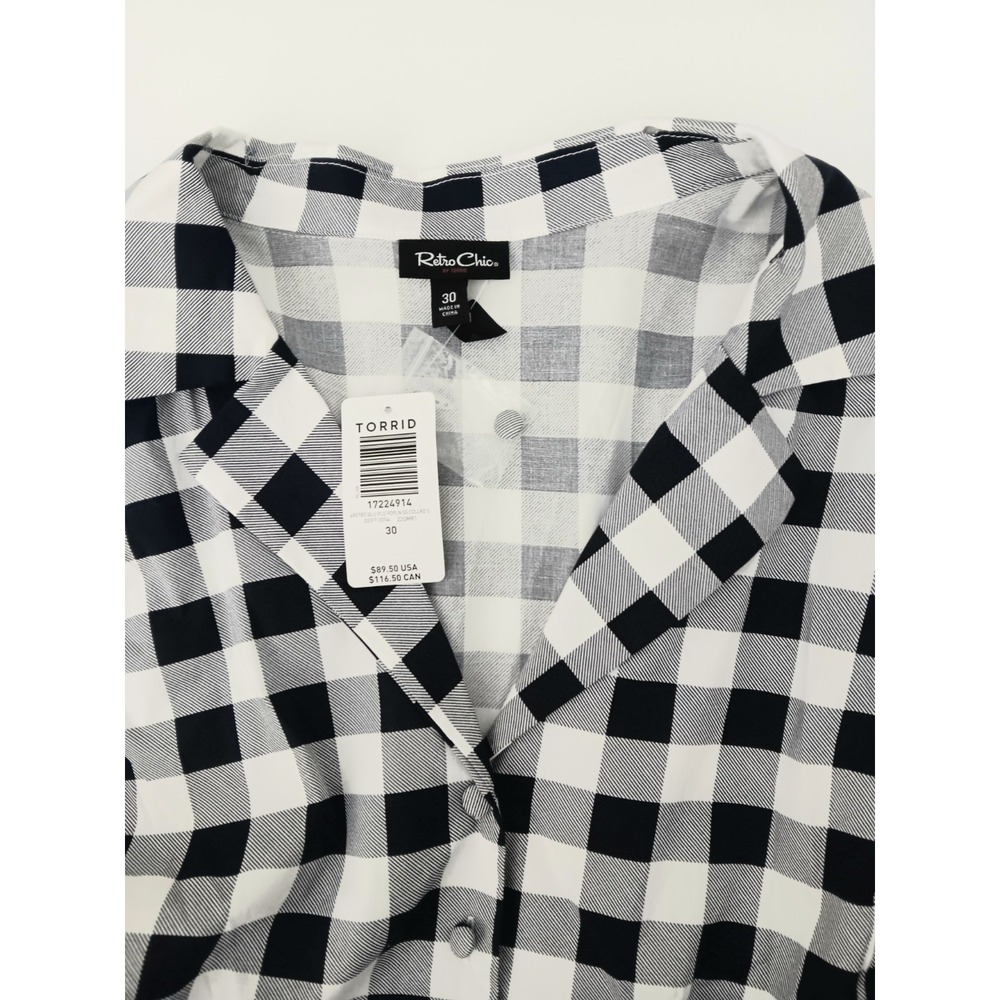 Torrid Retro Chic Dress Women's Size 30 Midi Poplin Swing Gingham Rockabilly - Picture 8 of 16